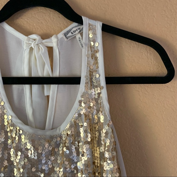 Kirra Women’s Gold ‘ Cream Sequins Top - Size Small - Picture 2 of 6